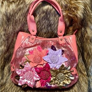 Sharif Pink Sequin and Floral Hobo